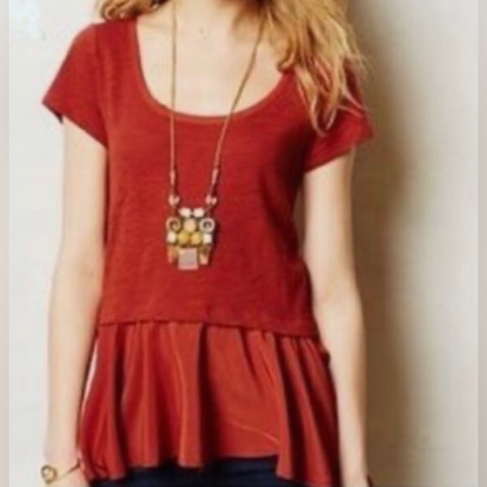 Postmark Anthropologie Ruffle Bottom Top